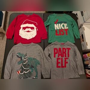 Lot of 4 (FOUR) Carter's Toddler Boy Christmas Long-Sleeve Shirts in Size 4T